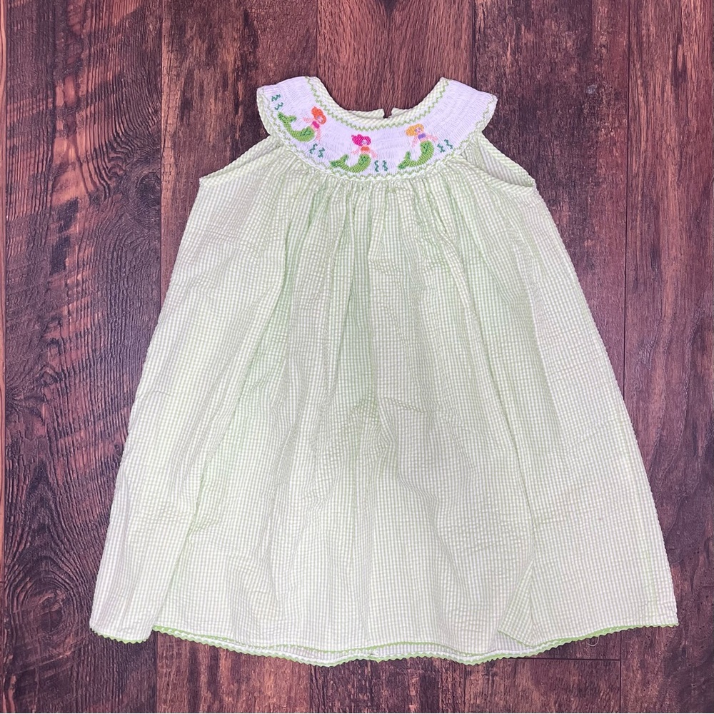 Green Embroidered Kids Casual Dress